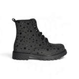 Anfibi BALOCCHI in pelle nera/stampa pois con lacci e zip interna