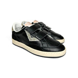 Sneakers 2B12 in pelle nera e glitter argento con velcri