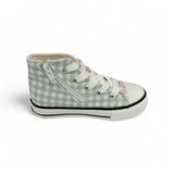 Sneakers NATURINO AYASY mid in tessuto con stampa a scacchi Bianco-Rosa-Azzurro con lacci e zip laterale
