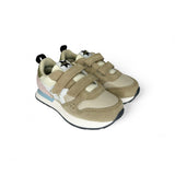 Sneakers ginniche SUN68 baby girl in suede e nylon beige/dettagli rosa con velcri