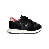 Sneakers ginniche SUN68 girl in suede e pelle nera con velcri o velcri e lacci alastici