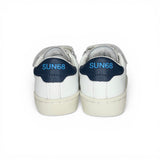 Sneakers SUN68 baby boy street in pelle bianca/blu e suede grigio con velcri