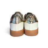 Sneakers BACK70 in suede e pelle bianca/oro con lacci