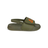 Ciabatte in PU verde militare, fascia regolabile con strap / elastico caviglia