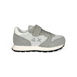 Sneakers ginniche SUN68 kid girl in suede grigio e nylon silver con velcro e lacci elastici