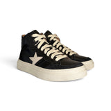 Sneaker DIANETTI  mod basket mid in pelle e suede nero con lacci e zip laterale