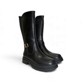 Stivali PATRIZIA PEPE GIRL in pelle nera, elastico e zip interna