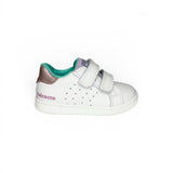 Sneakers primi passi FALCOTTO in pelle bianca/rosa con velcri