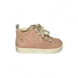 Sneakers primi passi FALCOTTO in suede rosa con lacci e zip laterale