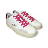 Sneaker SUN68 Street teen girl in pelle bianca e fuxia con lacci