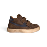 Sneaker DIANETTI  in nubuk e suede testa di moro/blu con velcri