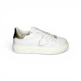 Sneakers PHILIPPE MODEL junior TEMPLE in pelle bianca e oro