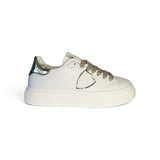 Sneakers PHILIPPE MODEL junior TEMPLE in pelle bianca e specchio oro