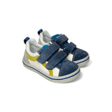 Sneakers primi passi BALOCCHI in suede grigio/blu e tessuto bianco con velcri