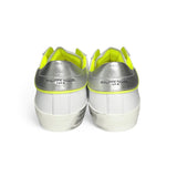 Sneakers PHILIPPE MODEL junior PARIS in pelle bianca, argento e giallo fluo