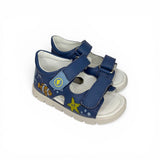 Sandali Primi Passi FALCOTTO in pelle blu/stampa pesci con strap