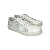 Sneakers DIANETTI in pelle bianca e glitter con lacci e cerniera