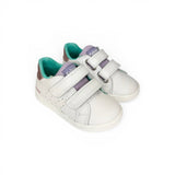 Sneakers primi passi FALCOTTO in pelle bianca/rosa con velcri