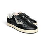 Sneakers 2B12 in pelle nera e glitter argento con velcri