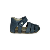 Sandali Primi Passi semi chiusi FALCOTTO in pelle blu navy con velcro