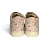 Sneakers primi passi FALCOTTO in suede rosa e stampa cuoricini oro con velcri