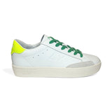 Sneaker SUN68 Street teen boy in pelle bianca e giallo fluo con lacci