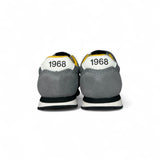 Sneakers ginniche SUN68 First Step boy in suede e nylon grigio/dettagli gialli con velcro