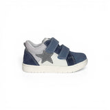 Sneakers primi passi BALOCCHI in suede blu e pelle bianca con velcri