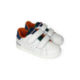 Sneakers primi passi FALCOTTO in pelle bianca/blu con velcri