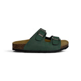 Ciabatte BIOCHIC in eco nubuk verde bosco con fibbie