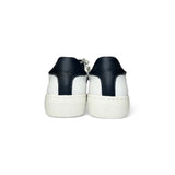 Sneakers LESCOCOU in pelle bianca/ blu navy e suede beige con lacci e cerniera