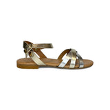 Sandali LESCOUCOU in pelle metallizzata oro e argento