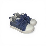 Sneakers primi passi BALOCCHI in canvas e suede blu/pelle bianca con velcri