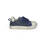 Sneakers primi passi BALOCCHI in canvas e suede blu/pelle bianca con velcri