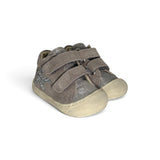Sneakers Primi Passi COCOON NATURINO in pelle e suede grigio argento/stella glitter con velcri