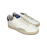 Sneakers 2B12 in pelle bianca e navy blue con lacci