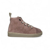 Polacchino PANCHIC in suede rosa antico con lacci e cerniera