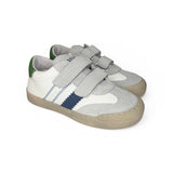 Sneakers NATURINO in pelle bianca e suede grigio perla con velcri