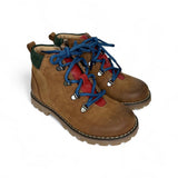 Scarponcini DIANETTI mod. "pedula" in nubuk cuoio con lacci bluette e zip interna