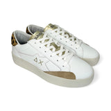 Sneakers SUN68 street girl in pelle bianca e suede maculato con lacci
