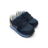 Sneakers ginniche SUN68 First Step boy blu navy/beige in suede e nylon con velcro