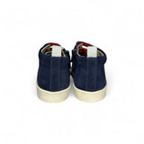 Sneakers primi passi FALCOTTO in suede blu navy con lacci rossi e zip laterale