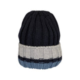 Cappello blu navy/grigio/jeans GIO HIGUAMY a coste misto lana