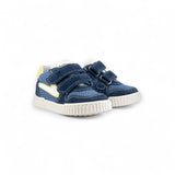 SNEAKERS PRIMI PASSI BALOCCHI in suede stampa jeans, nylon mesh blu navy con velcri