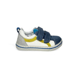 Sneakers primi passi BALOCCHI in suede grigio/blu e tessuto bianco con velcri