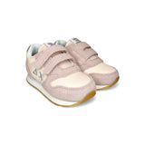 Sneakers ginniche SUN68 First Step boy in suede e nylon rosa con velcri