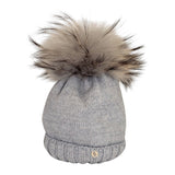 Cappello grigio GIO HIGUAMY misto lana con pompon in mourmansky