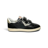 Sneakers 2B12 in pelle nera e glitter argento con velcri