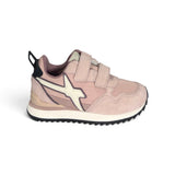 Sneakers ginniche W6YZ in suede e tessuto tecnico cipria/rosa con velcri