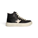 Sneaker DIANETTI  mod basket mid in pelle e suede nero con lacci e zip laterale